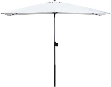 250x130cm Halbrunder Balkonschirm, Sonnenschutz Wandschirm, Höhenverstellbar, Outdoor Halbschirm Terrassenschirm mit Kurbel und 5 Streben(Beige)