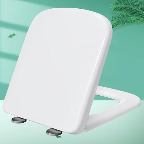 Absenkbarer Toilettendeckel Eckig Antibakteriell Wc Sitz Toilettensitz mit Verstellbaren Scharnieren Wc Sitz Wc-Sitz Top-Installation Einfache Montage,white-36 * 44cm