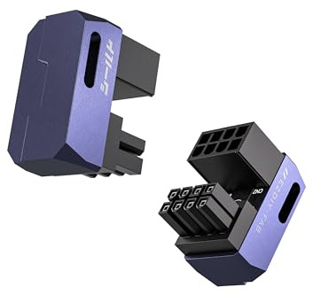 EZDIY-FAB Shield Series 8-Pin PCIe GPU Power Adapter,180-Grad U-Turn Abgewinkelter Anschluss,Aluminium Design für Grafikkarten-Reverse Typ,Lila-2 Pack