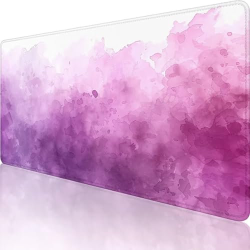Lila Mauspad XXL 600 x 300, Erweiterte Groß Mousepad Abstrakt, Wasserfest Schreibtischunterlage Vernähte Kanten Design, Mouse Pad mit rutschfeste Gummibasis für Pc Büro Deko, Geschenke für Frauen 3-Q