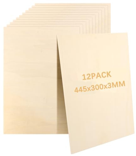 ZOFUN 12 Stück Sperrholzplatte 3mm Lindenholz, 445 x 300 mm x 3mm Sperrholz 3mm, Holz Platten Holzplatten zum Basteln, Holzplatt für DIY Holzarbeiten, Brandmalerei, Modellbau, Geschenke, Deko, Gemälde