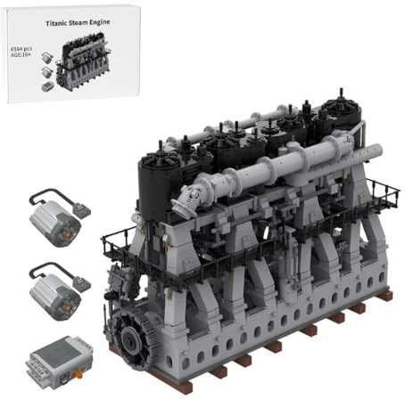 Generisch Dampfmaschine Motor Bauklötze Set, Titanic Hubkolben-Dreifach-Expansion Engine Bausatz, 6584Klemmbaustein Motor Modell für Erwachsene-MOC-157380