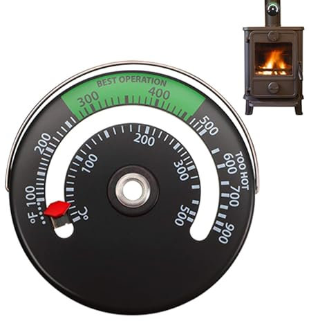 Kaminofen-Thermometer - Ofenrohr-Thermometer misst Temperaturen an der Oberseite - Ofenthermometer Thermometer für Kaminöfen und Pelletöfen