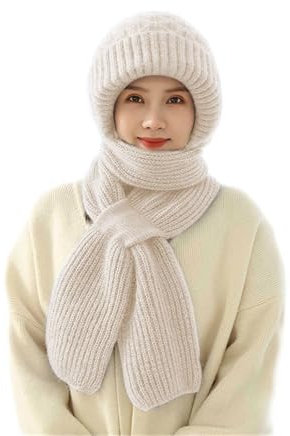 Integrated Ear Protection Winddichte Mütze Warmer Winter Kapuzenschal Für Frauen Winter 2 In 1 Maskenschal Mütze Mit Schal Damen Mütze Ohren Ohrenschutz Winddicht