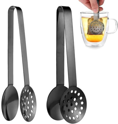 2pz Pinze per Spremitura Bustine di Tè, Pinze per Distributore Bustine di Tè in Acciaio Inox Accessori per Raccoglitori di Bustine di Tè Premium Clip per Regali per Bevitori di Tè (Nero)