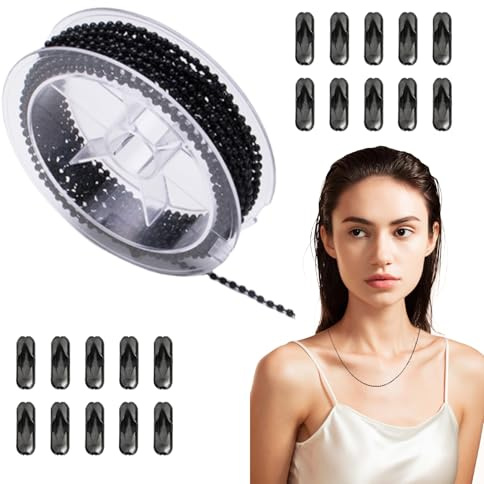 5M Kugelkette Edelstahl,2mm Kugelkette Schwarz Decorative,Kugelkette mit Anschlüssen, Edelstahl Verlängerungskette, DIY-Herstellung, Halsketten, Armbänder, Schlüsselanhänger(mit 20 Schnallen)