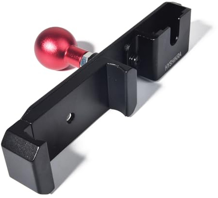 HYSHIKRA Dual Slot Mount - Universal 25mm/1inch Ball Adapter Holder for Walkie Talkie, Mic & Smartphone | Secure Clip, Heavy Duty Design with RAM Mounts B Size Double Socket Arm