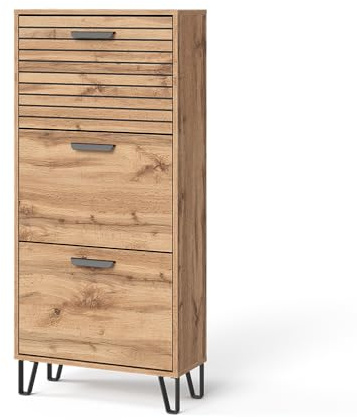 Vicco Schuhkipper Amber, Eiche Wotan, 62 x 130 cm mit 3 Fächern