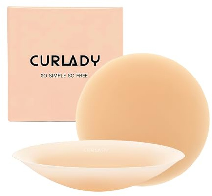 TMYIOYC CURLADY Nipple Covers for Women, Reusable Adhesive Silicone Nipple Covers, Seamless Invisible Washable Nipple Pasties, Sticky Breast Petals Dark Coffee