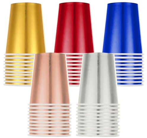 Cjytdkj Disposable Paper Cups, 50PCS 250ml, Multicolor Drinking Cups | Party Cups for DIY Creations Picnics Parties Wedding Barbecues(5 Colors)
