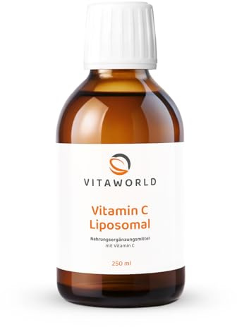 vitaworld Liposomales Vitamin C 1000 mg, natürliches Orangenaroma, maximale Bioverfügbarkeit zur Unterstützung des Immunsystems, flüssig, 250 ml