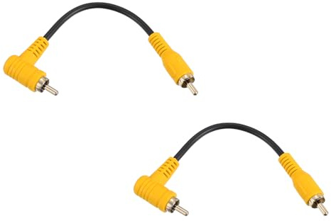 sourcing map Lot de 2 câbles RCA, 1RCA mâle coudé vers 1RCA mâle 0,2 m pour haut-parleur audio vidéo pour caisson de basses, amplificateur Home Cinéma, DVD, TV