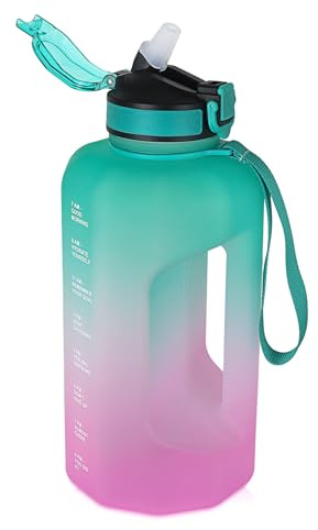 GLEKGLEK Botella de Agua 2.2L con Pajita, Antifugas | Fácil de Beber, Asa Cómoda, Senderismo, Aire Libre
