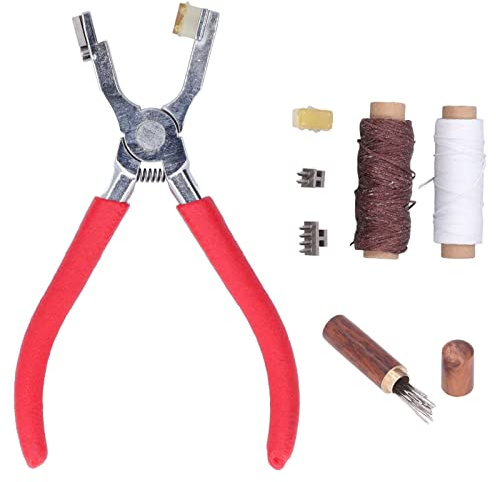 Kit de Herramientas para Coser Piel, Agujas y Hilos, Tenazas y Lezna de Acero Inoxidable, Con Hilo para Zapatos y Zapatería - Durable, Versátil para Buchería y Manualidades, Uso