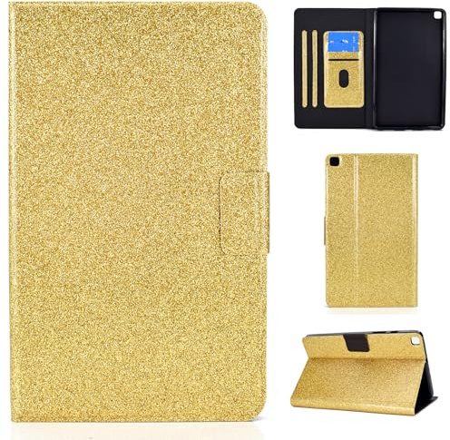 DayQiQiPu Étui pour Samsung Galaxy Tab A 8,0 & S Pen SM-P200/P205 Cas de Protection léger Motif Scintillant Housse avec Flip Support et Portefeuille en Auto Veille/Réveil Coque, Or
