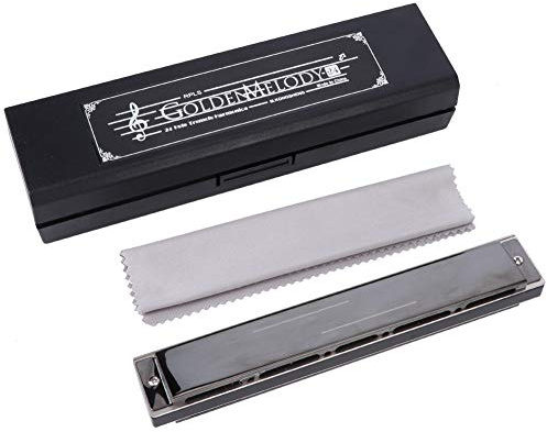 Vvikizy 24 Hole Tremolo Harmonica, C Key Wind Musical Instrument with Phosphor Bronze Reeds and Brass Base Plate, for Adult Beginner Practice