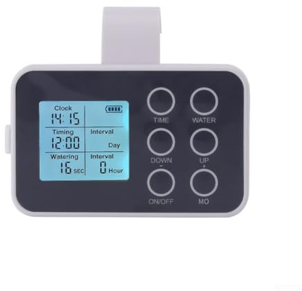 Minuteur d'arrosage pour plantes d'intérieur pour système d'irrigation goutte à goutte automatique avec batterie de 2000 mAh, programme programmable 1H-30D, PVC et silicone résistant aux intempéries