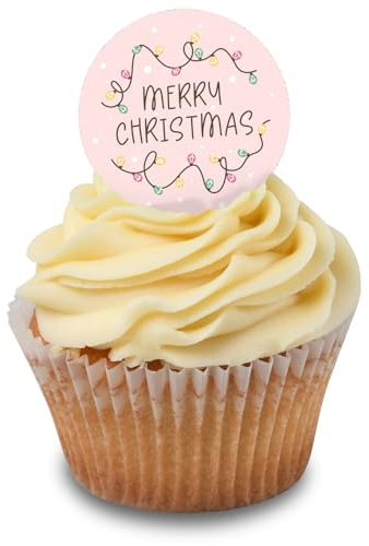 Cakeshop Cupcake Personalised Edible Christmas Cake Toppers Decorations | Personalise Your Custom Text | For Xmas Parties & Family Celebrations| Icing or Wafer Paper Options