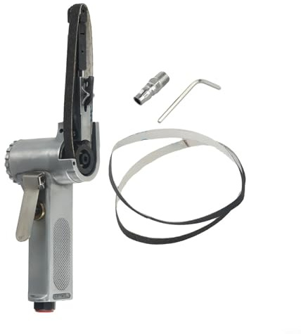 Lijadora de banda neumática, amoladora de banda neumática con correas de lijado de 10 x 330 mm, cuerpo de metal de 16000 rpm para compresor de aire, apto para madera, metal, plástico