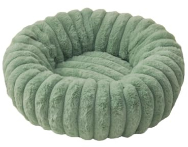 ZHULONGRUSHUI Orthopädisches Hundebett, Katzenbett Flauschig, Rund Hundekissen, Donut Kuscheliges Hundekorb, Hundesofa für Kleine Mittel-große Hunde, Waschbar (Grün,L 50 x B 50 x H 18 cm)