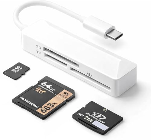 Lector de tarjetas de memoria USB C 3 en 1 para tarjetas SD/TF/XD, mini lector de tarjetas múltiple para laptop, teléfono y tableta, Plug & Play, lector de tarjetas portátil para estudiantes