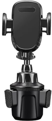 HYTROVE Supporto per Cellulare per Auto Portabicchieri, Porta Telefono Smart, Altezza Regolabile in Abs, Nero, per Fissaggio Stabile in Auto