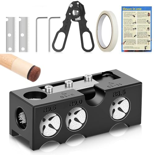 Azure Cantara 10-in-1 Billiards Pool Cue Tip Shaper,Pool Cue Shaper,Pool Cue Tip Replacement Kit,Portable Pool Table Accessories for Pool Cue Tip Replacement and Shaping,Pool Cue Tip Tool