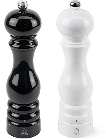 Peugeot Paris U'Select - Molinillo de sal y pimienta (20,6 cm), color blanco y negro