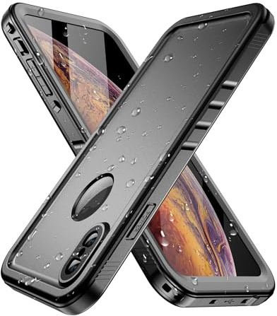 SPORTLINK für iPhone XS Max wasserdichte Hülle 360 Grad, Schwarz | Outdoor Handyhülle mit Kameraschutz und Displayschutz, militärischer stoßfester Panzerhülle, IP68 waterproof & staubschutz
