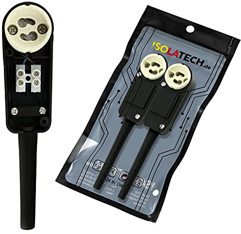 ISOLATECH 2Stk GU10 Fassung mit Anschlusskasten LED Energiesparlampen (max.250V/2A) Leuchtmittel Home Installation Einbau Decke Halterung Küche Badezimmer Sockel Zubehör | Für LED- und Energiesparlampen, Einfache Installation, Geeignet für Küche, Badezimmer und Deckenbeleuchtung
