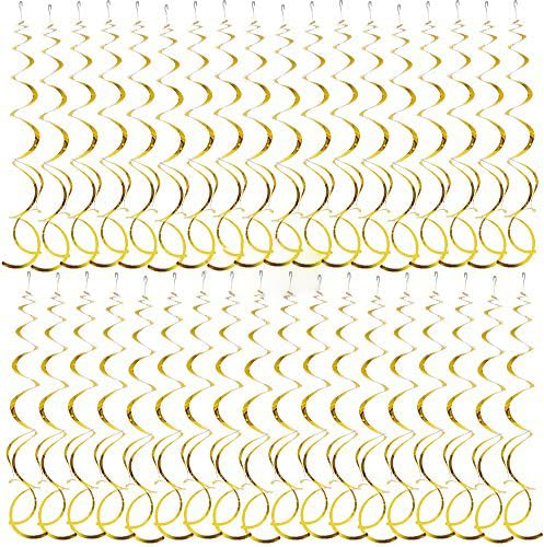 SERWOO 36pz Decorazioni Pendenti a Spirale Oro Ghirlande Appese Plastica Appendere per Soffitto Festa Compleanno Matrimonio Valentino