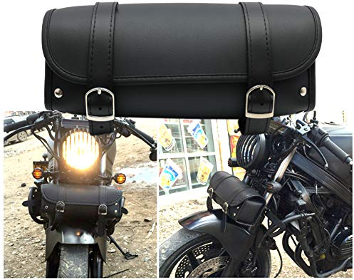 Motorrad-Gabeltasche Wasserdicht Motorrad Werkzeugtasche Lenkertasche PU Leder Satteltasche Vorne Hinten Lagerung Werkzeugtasche 2 Riemen (D)
