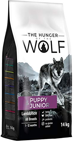 The Hunger of the Wolf Hundefutter für Welpen und Junghunde aller Rassen, Fein zubereitetes Trockenfutter mit Lamm und Reis - 14 kg