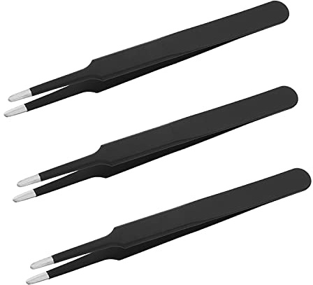 Utoolmart ESD-13 - Juego de pinzas antiestáticas de acero inoxidable ESD (punta curvada)