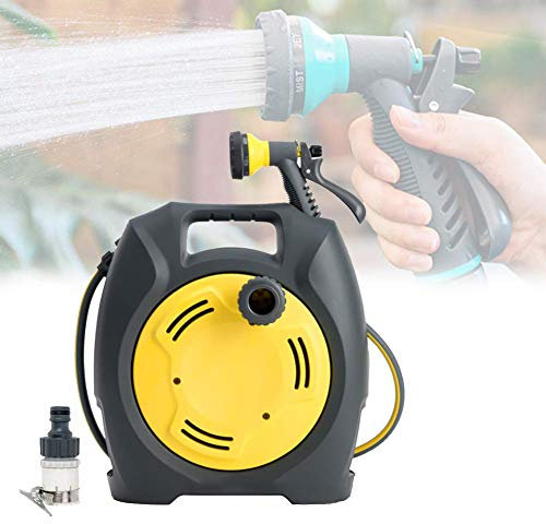 RANRANHOME Gartenschlauch-Reel Mit 7 Einstellbare Sprayer Düse, 33,8 +7 Ft Wasserschlauch, Spiralschlauch Tragbare Blumen Gießen Lawns Car Wash Werkzeug, Comfort-Grip Und Leichtgängigkeit,Gelb