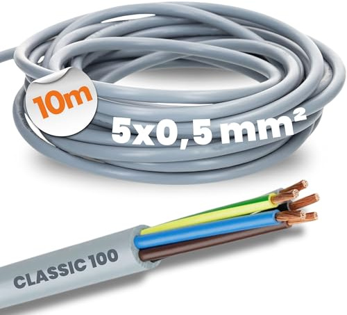 Lapp 10m Ölflex Classic 100 Steuerleitung 5G0,5 mm² PVC Leitung Grau | Ölbeständiges 5-adriges Kabel für Elektrowerkzeuge und Haushaltsgeräte, flexible Installation, VDE-registriert