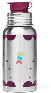 ergobag Borraccia in acciaio inox con diversi motivi per bambini, 500 ml, senza BPA, a prova di perdite, facile da pulire, Stella del cavallo - argento, 500 ml