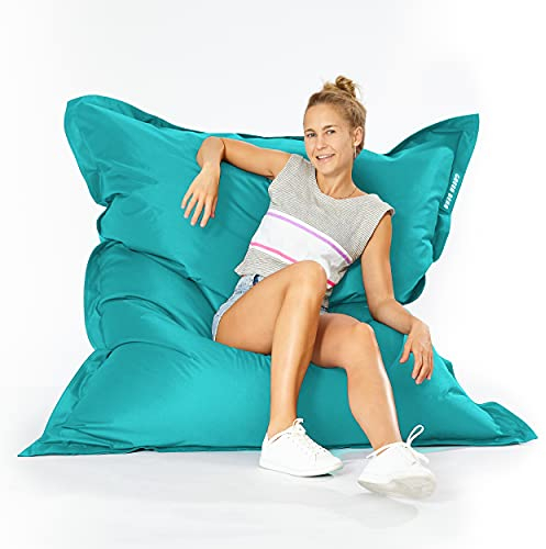 Green Bean Outdoor Sitzsack XXL 140x180cm 380 Liter Kinder & Erwachsene Bean Bag EPS Perlen Füllung Riesensitzsack Groß Liegekissen Waschbar Wetterfest Lounge Chair Sitzkissen Bodenkissen Türkis