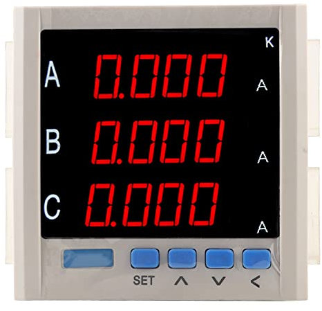 Amperometro CA trifase, amperometro CA trifase programmabile digitale LED Amperometro CA digitale Voltmetro 1A/5A/10A(BIANCO)