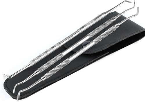 3 Eckenheber Fußpflege-Set Fußpflegeinstrument mit Fein Mittel Breite Enden | Nagelheber Nagelpflege Doppelinstrument Pediküre-Instrument mit Etui