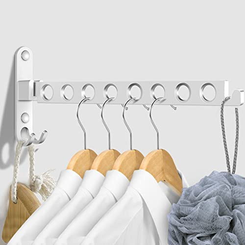 JOLY FANG Kleiderhaken klappbar, Wand Kleiderständer Kleiderlüfter Wandhaken Klapphaken für Balkon Badezimmer Waschküche (Silber, 8 Löcher)