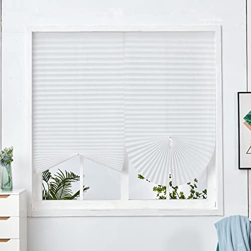 Plissee-Rollo,Papier Jalousie,Plissee Jalousien Fenster Ohne Bohren,Selbstklebende Sofortige Temporäre Privatsphäre,leicht Zu Schneiden,Für Badezimmer,Balkon,mit Clips (WxL:90x150cm(36x59in),White)