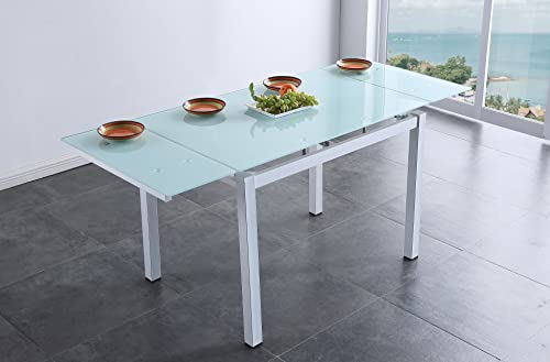 JUANIO Mesa de Comedor Extensible Rectangular Color Blanco - Longitud 110-170 x Profundidad 70 x Altura 75 cm