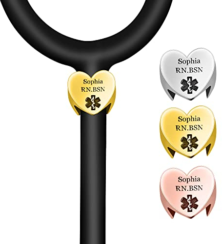 Etichetta nome stetoscopio personalizzata, charms stetoscopio personalizzato con accessori ID Tag, regalo settimana infermieri per infermiere, medico, assistente medico