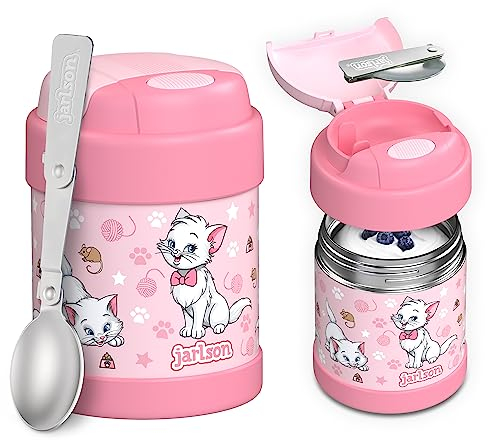 JARLSON® contenedor térmico niños YUMMY | Recipiente calentador de acero inoxidable para comida/comida para bebés | Jarra de cereales para acompañar con cuchara | pote de yogur
