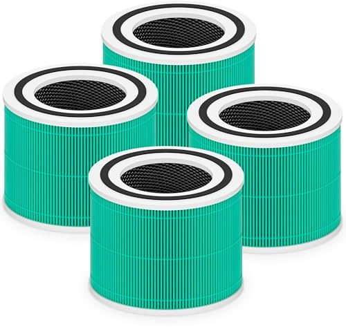 Core 300 Toxin Absorber Replacement Filter for LEVOIT Core 300 Core 300S Core 300-P Core 300S-P Air Purifier, 3-in-1 High Efficiency Activated Carbon, Compared to Part # Core 300-RF-TX, 4 Pack, Green