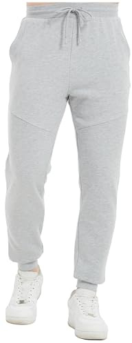 Tronjori - Pantaloni da jogging da uomo, a vita alta, invernali, pantaloni sportivi, con elastico in vita, Grigio, S