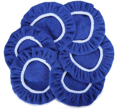 JNNJ 6 Piezas Polisher Pad Bonnet, Almohadilla De Microfibra Suave Para Pulir Capó De Coche, Capó De Pulido Aplicador Cera Microfibra Para Pulidor Coches, Para Pulir Cristales, Limpiar(Zafiro-Azul)