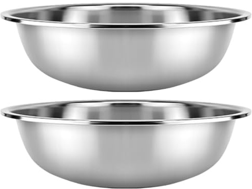 PRETYZOOM 2 stycken extra stor skål i rostfritt stål stor metallblandningsskål för köket grönsaksdiskho runt handfat kök-grönsak-rengöring hushållshandfat