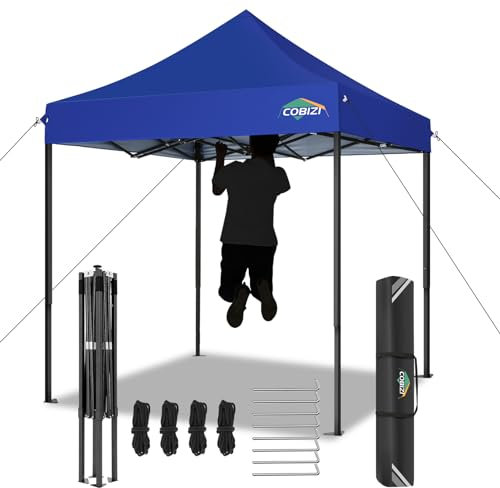 COBIZI Falpavillon 2x2m Wasserdicht Stabil Winterfest Pop Up Pavillon, Ez auf Outdoor Faltbar Gartenzelt, Partyzelt Faltzelt, Einstellbare Höhen, Tiefes Blau